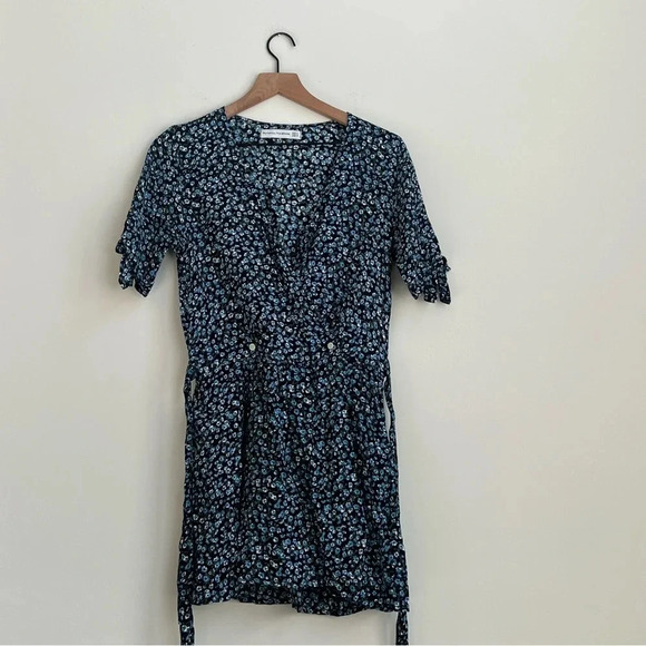 Faithfull the Brand Oslo Ditzy Blossom Village Blue Floral Mini Wrap Dress Us 4 - Picture 3 of 15